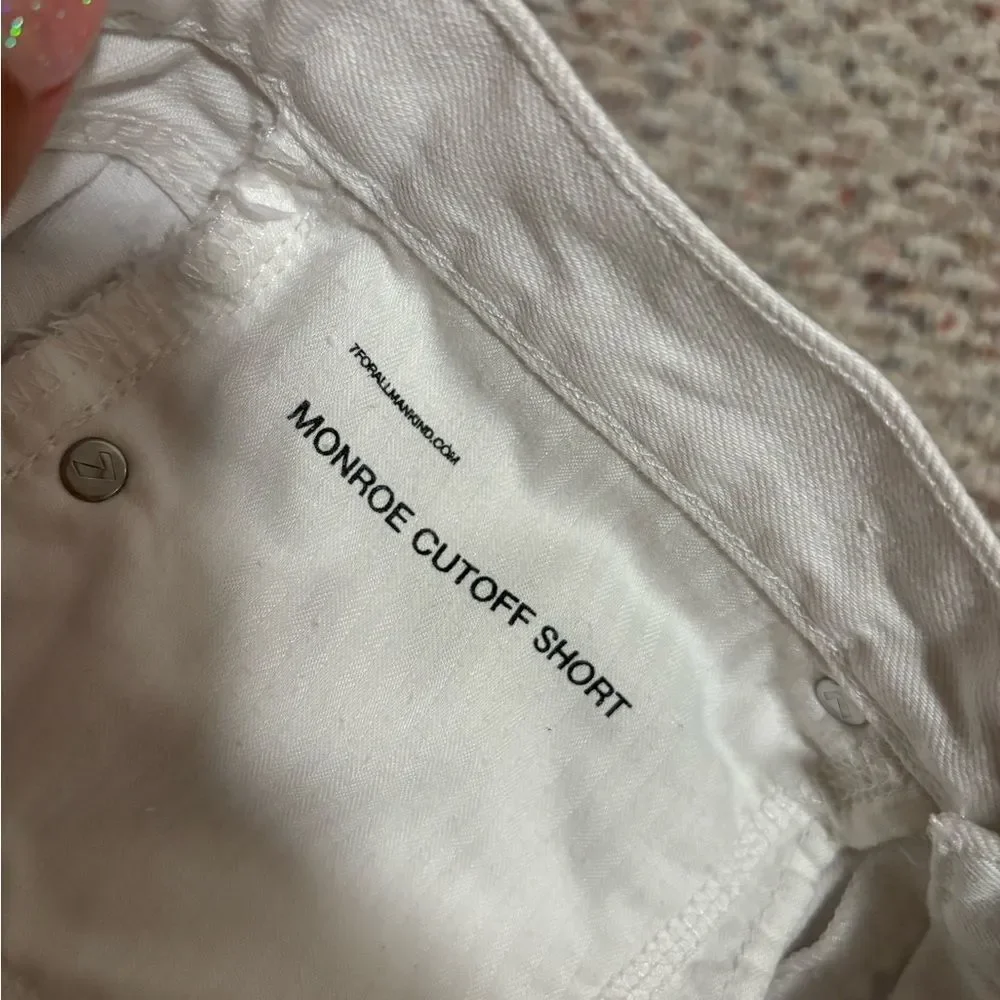 7 For All Mankind Monroe Revolve Cut Off Raw Hem Shorts Clean White- Size 25